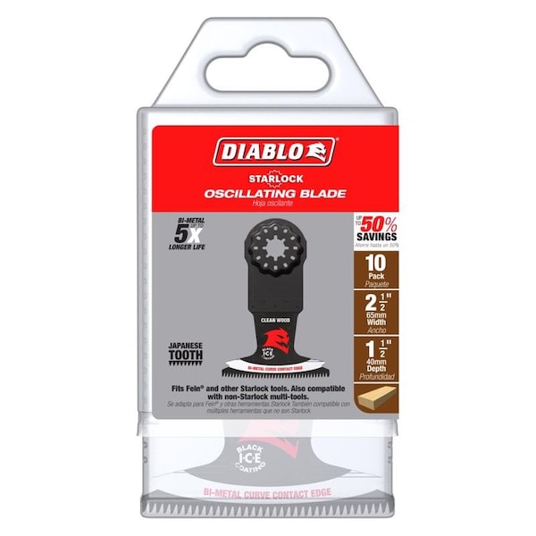 Diablo Starlock 2-1/2 in. W Bi-Metal Curved Contact Edge Oscillating Blade Clean Wood 10 pk DOS250JBW10 - main